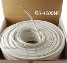 200ft RG6 Quad-Shield Flame Retardant PVC CM Rated Jacket Coax Cable, White