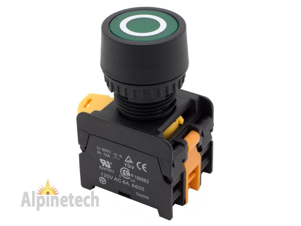 ATI PFL22 Green 22mm Push Button Latching Switch Illuminated 120V LED