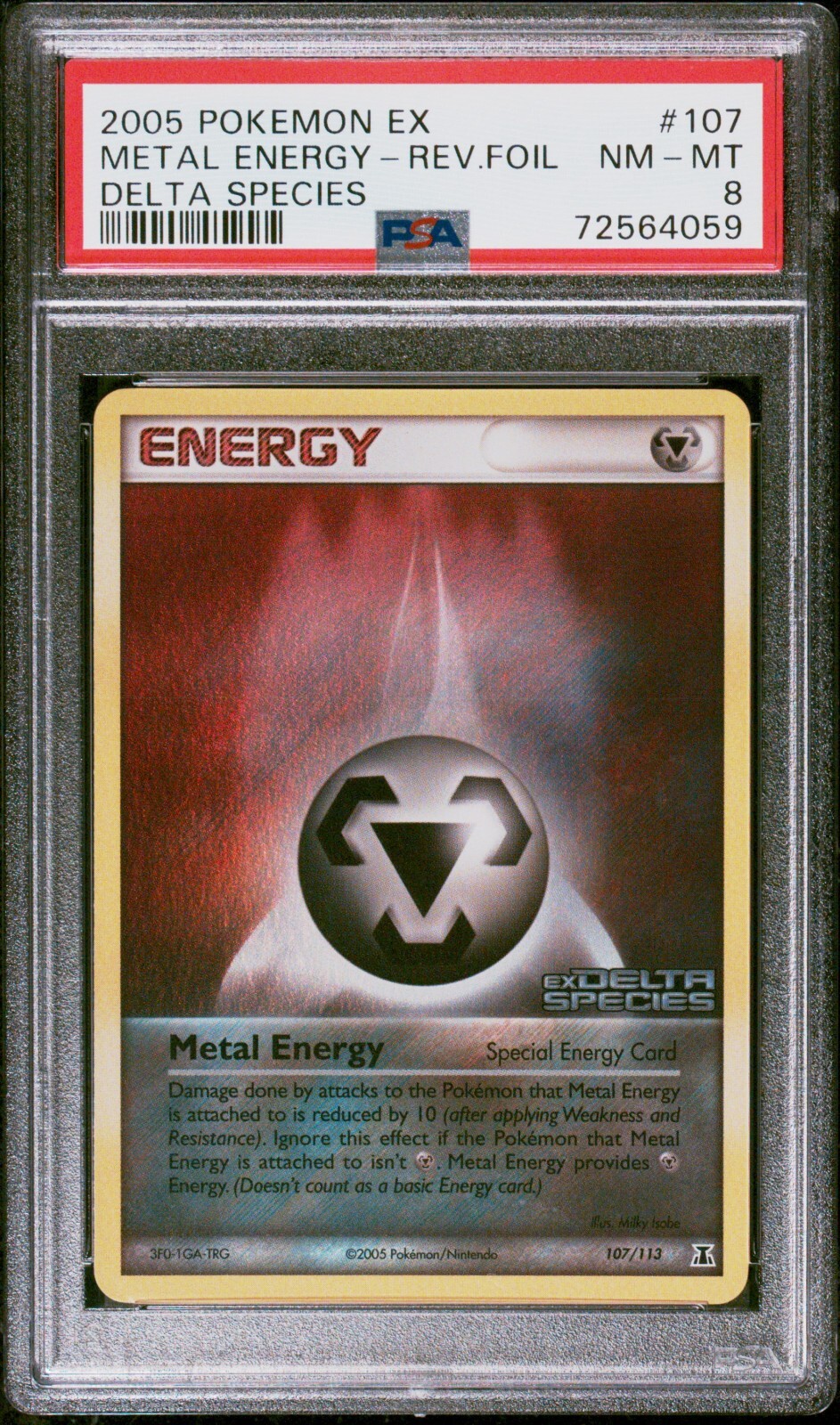 Pokemon Card Metal Energy 107/113 Reverse Holo EX Delta Species PSA 8 NM-MT