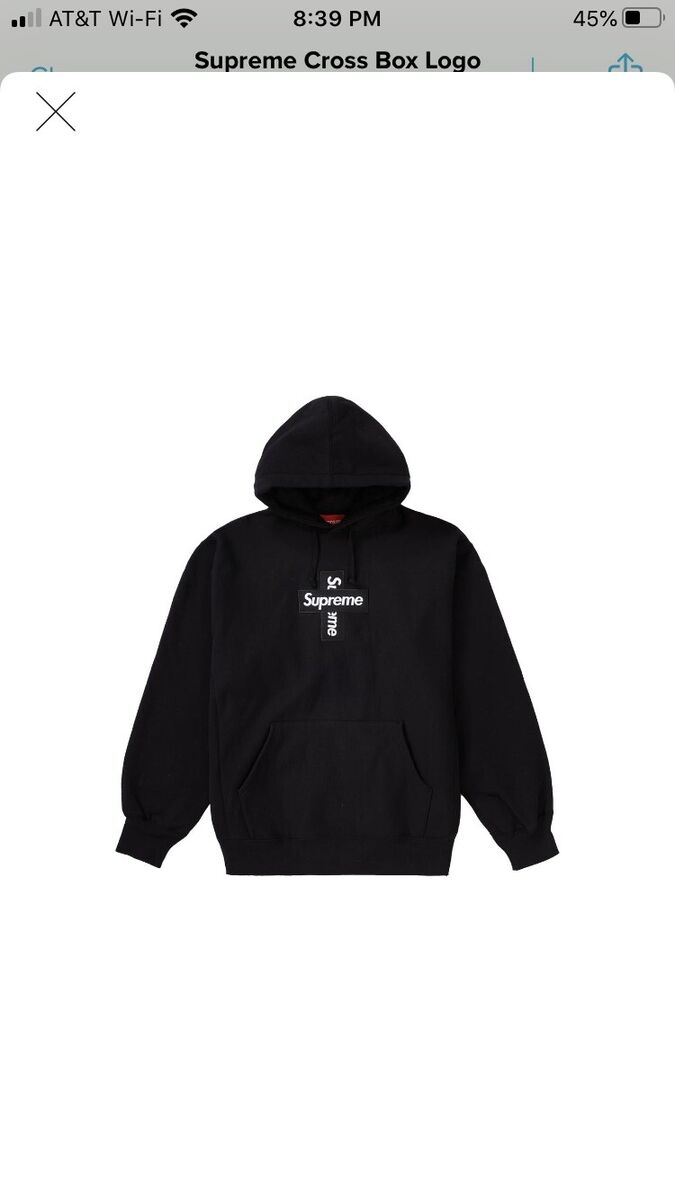 Supreme Cross Box Logo Hooded Sweatshirt Black. Size M. 🔥100