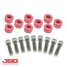9pc New Red 8mm Aluminum Cup Washer Bolts Kit For Honda Accord Fit Tsx Civic