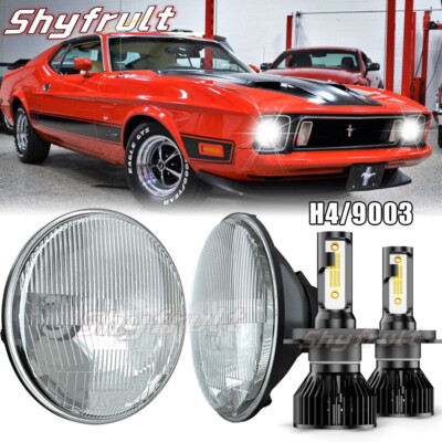 Pair 7 INCH LED Headlight Halo HI-LO For Ford Mustang 1965-1973 Bronco 1966-77