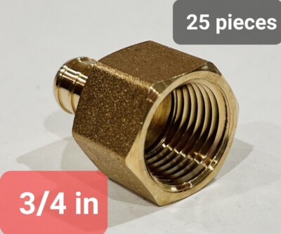 25 Pieces 3/4'' PEX X 3/4'' Female NPT Adapter Brass Crimp Fitting Lead Free