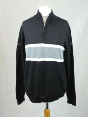 Eden Park Noir Demi Fermeture Éclair Pull Rayé / Pull Taille XL CR012 Ee 02 - Photo 1/4