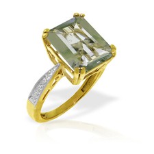 5.60 CT Octagon Green Amethyst Ring with Diam...