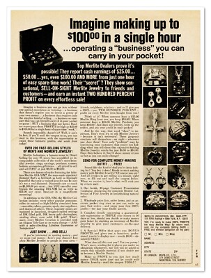 Print Ad Merlite Industries Jewelry Direct Sales 1975 Newsprint Advertisement