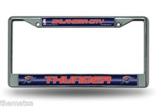 OKLAHOMA CITY THUNDER NBA GLITTER CHROME MADE IN USA CAR LICENSE PLATE FRAME