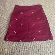 K. C. Parker Girls Skirt Size 14 Burgundy Red Floral Embroidered A-Line Mini