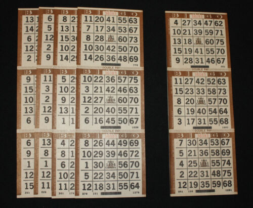 PAPIER BINGO feuilles de cartes 3 sur 1 bordure marron DOUBLE PAIEMENT - 100 feuilles - Photo 1/1