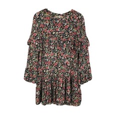 Zara Floral Ruffle Mini Dress Long Sleeves Multicolor Sz XS