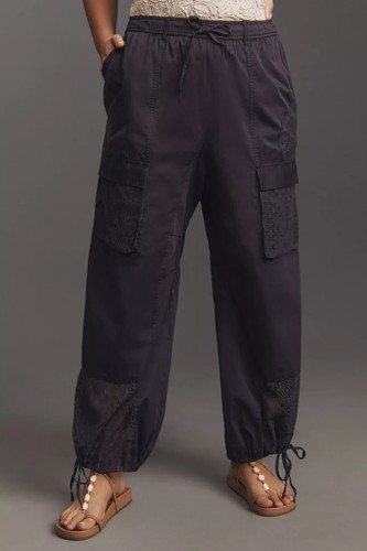 Anthropologie Pilcro Eyelet Patch Parachute Pants size L new with tag blue - Picture 7 of 10