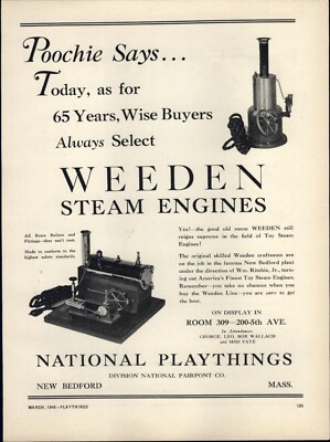 1948 PAPER AD Weeden Toy Steam Engines Pre-School Play Desk Hammer Peg Table