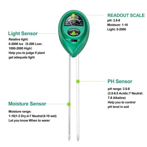 3 in1 Soil Tester Water PH Moisture Light Test Meter Kit For Garden Plant Flower - Picture 5 of 7