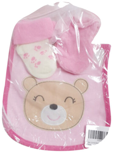 Baby Girls Bib, Socks & Mittens Newborn Gift Set Various designs STOCK CLEARANCE - Picture 16 of 18