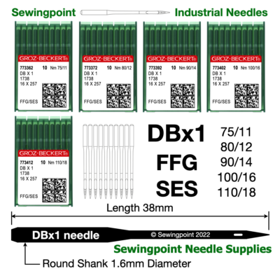 Groz Beckert Industrial Sewing Machine Needles DBx1 FFG SES 1738