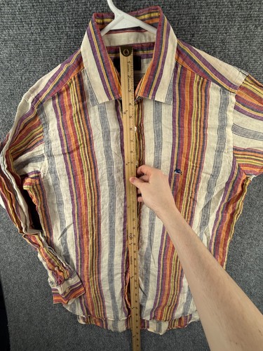 Etro Milano Italy Langarm Hemd Leinen gestreift bunt Knopfleiste Logo XL - Bild 4 von 24