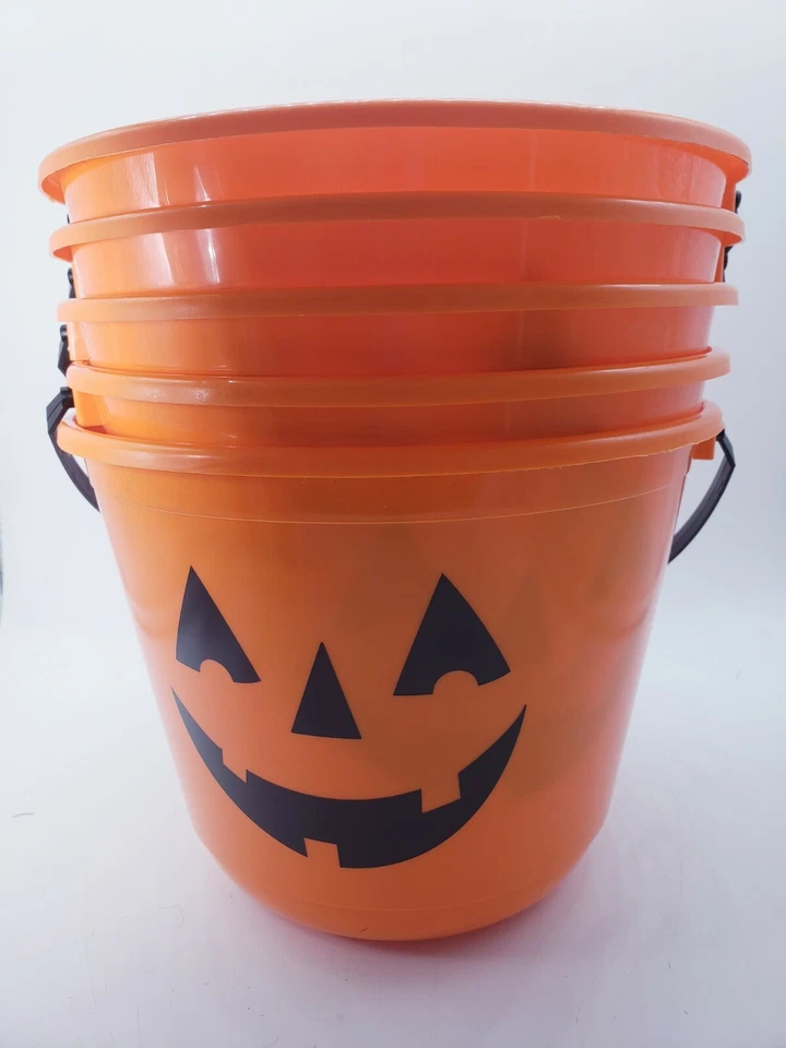 Plastic Pumpkin Treat Bucket Amscan Lot of 5 Buckets Halloween Party Favors - Image 3 of 4