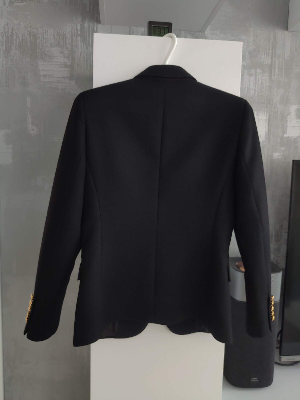 Giacca blazer tuta Yves Saint Laurent YSL stemma leone lana nera mazza ricamata