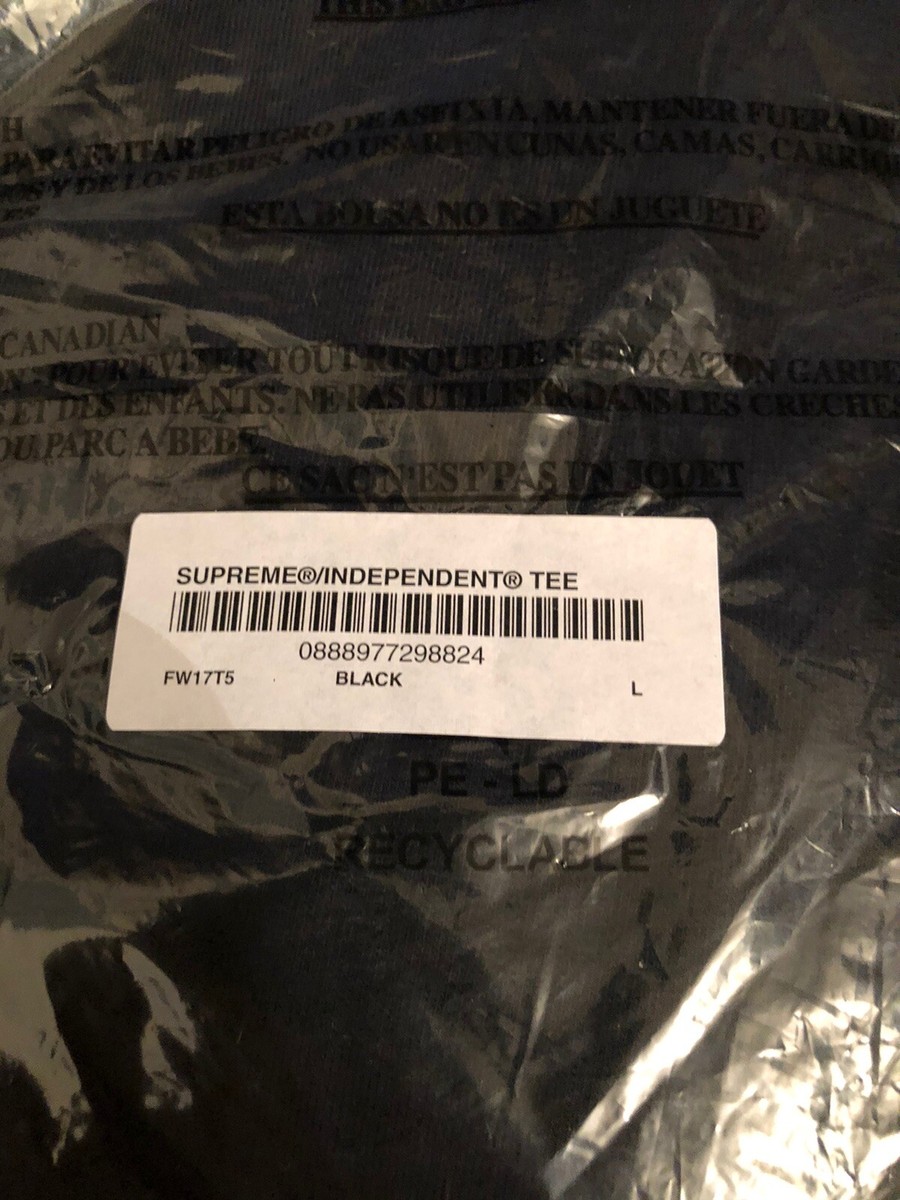 SUPREME✖️independent Supreme x Independent Old English Tee Black White Red FW17 NWT Sz