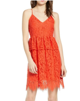 endless rose orange dress endless rose Women's V-Neck Ruffle-Trim Mini Dress Color Orange Size XL