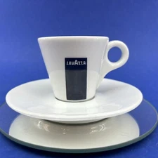 Lavazza IPA Italian White Porcelain Espresso Cup and Saucer Italy ￼Coffee