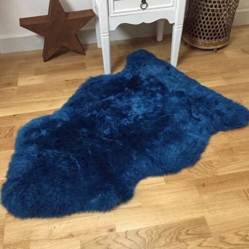 Genuine Sheepskin Rug - Blue Fur Rug Australian Sheep skin Rug 2 x 3 Floor Matts - Picture 1 of 4