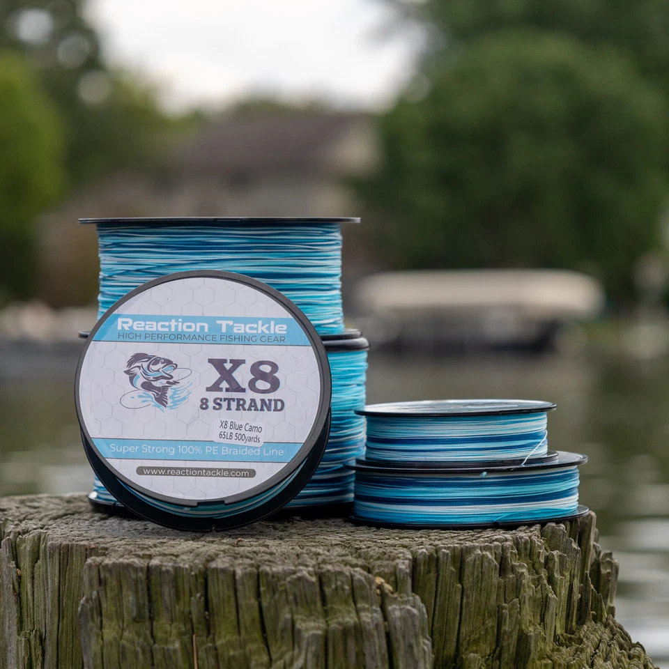 Línea de pesca trenzada Reaction Tackle / Trenza - Camuflaje azul / 4 y 8 hilos Foto 3 de 4