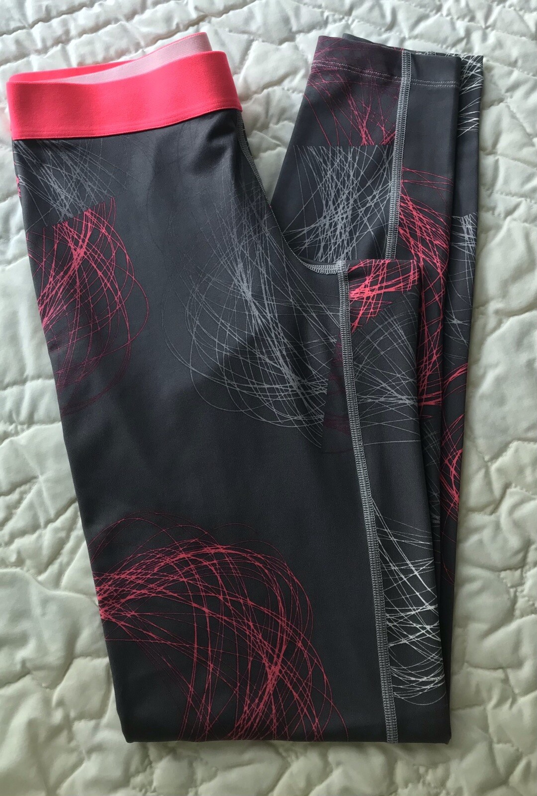 Nike Pro Athletic Leggings Size S Dry Fit Gray Pink White thumbnail 6