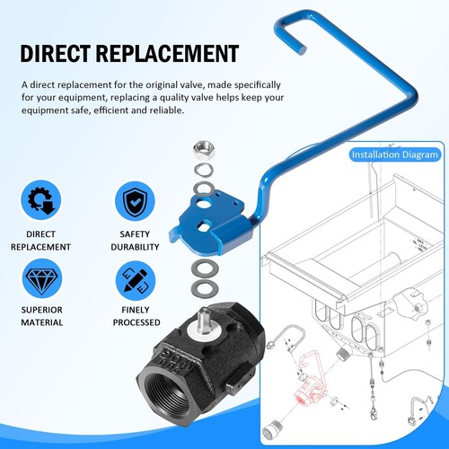 Replace 60131007 Ball Valve 1-1/4" & 9'' Hook Lever Rod for Pitco Fryer SG14/14R - Picture 7 of 8