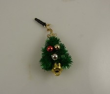 fuzzy green Christmas tree cell phone charm ear cap dust plug