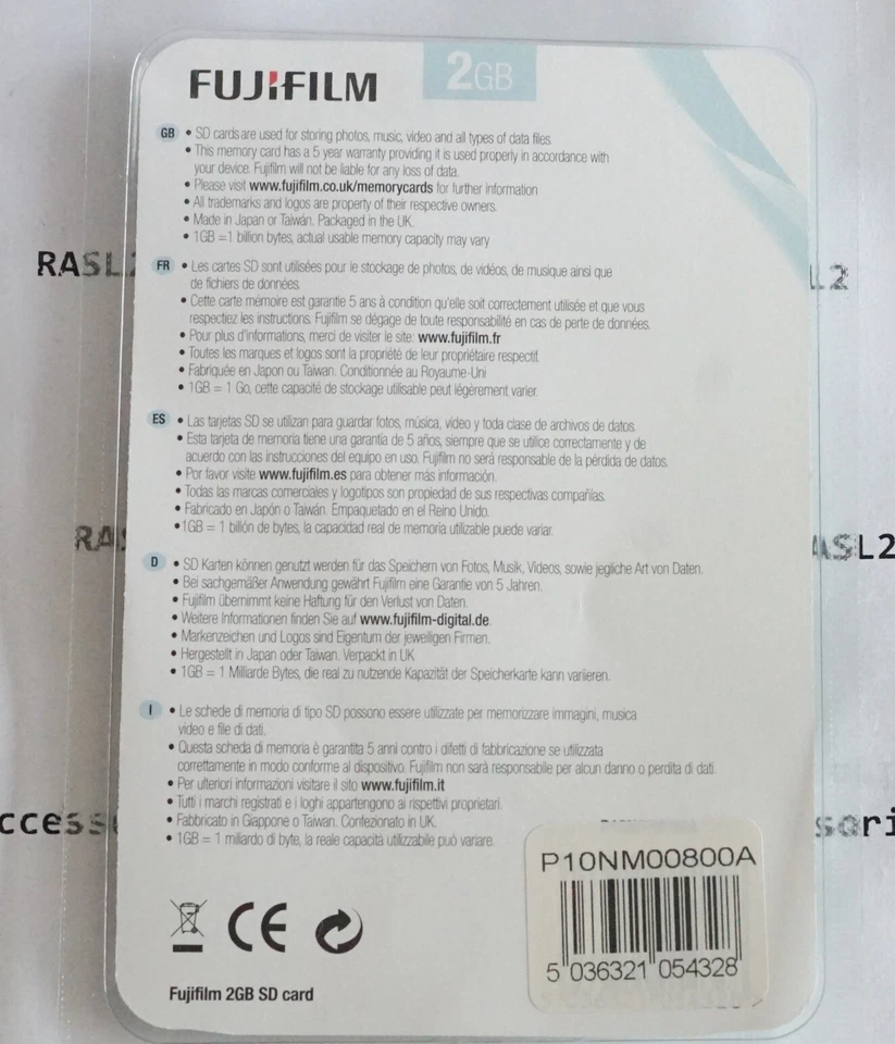 Genuine FujiFilm 2GB SD Memory Card for Finepix F47fd F40fd, F480, T200 T300, AV - Image 3 of 4