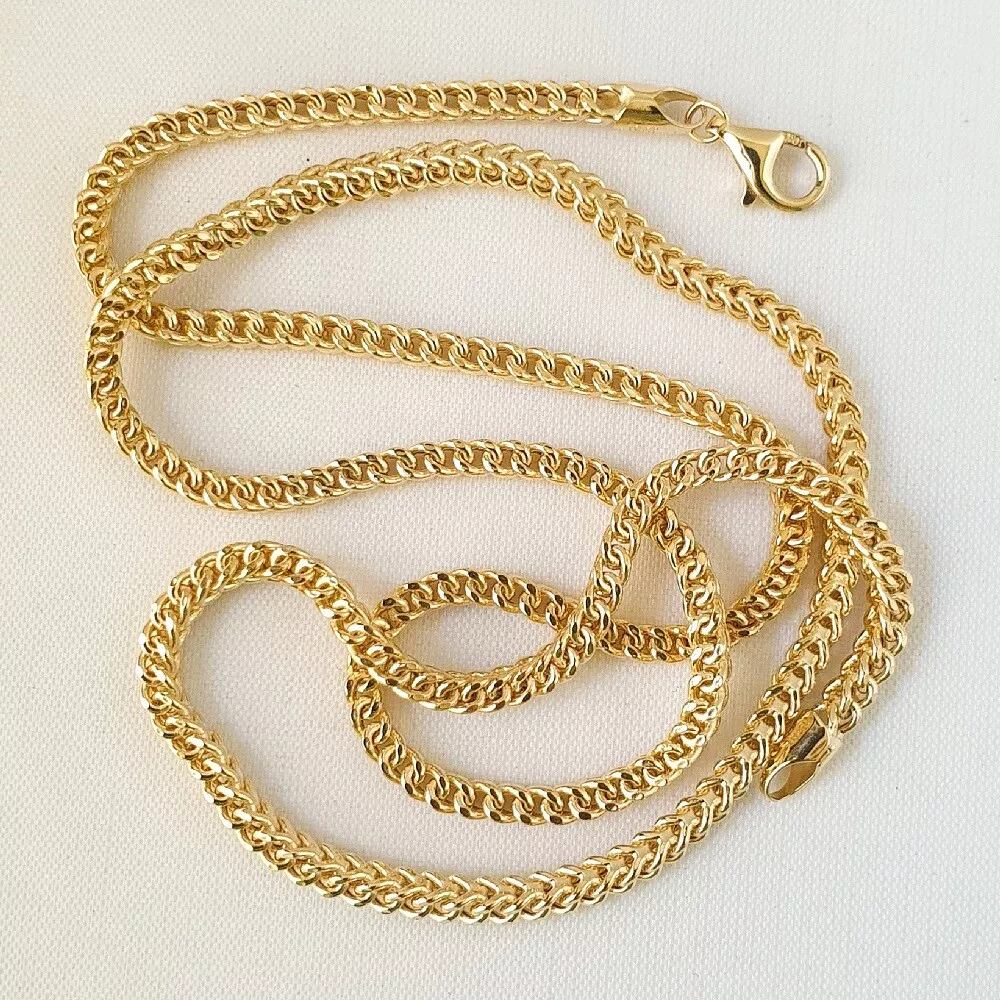 HOLLOW 10K Yellow Gold Men s Women 3mm Square Franco Wheat Box Chain Necklace