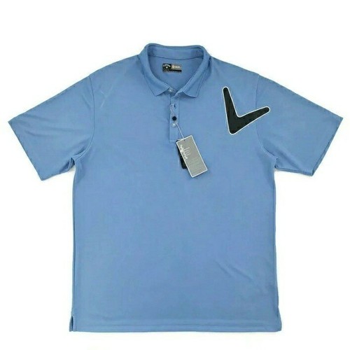 Callaway Golf Polo Shirt Big Logo Print Men's Size XL Opti-Dri Opti-Shield Blue - Picture 1 of 9