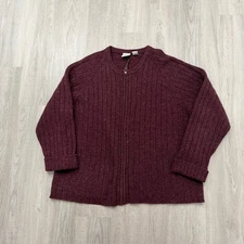Vintage Field Gear Full Zip Sweater Size Large Maroon 100% Shetland Wool Cottage