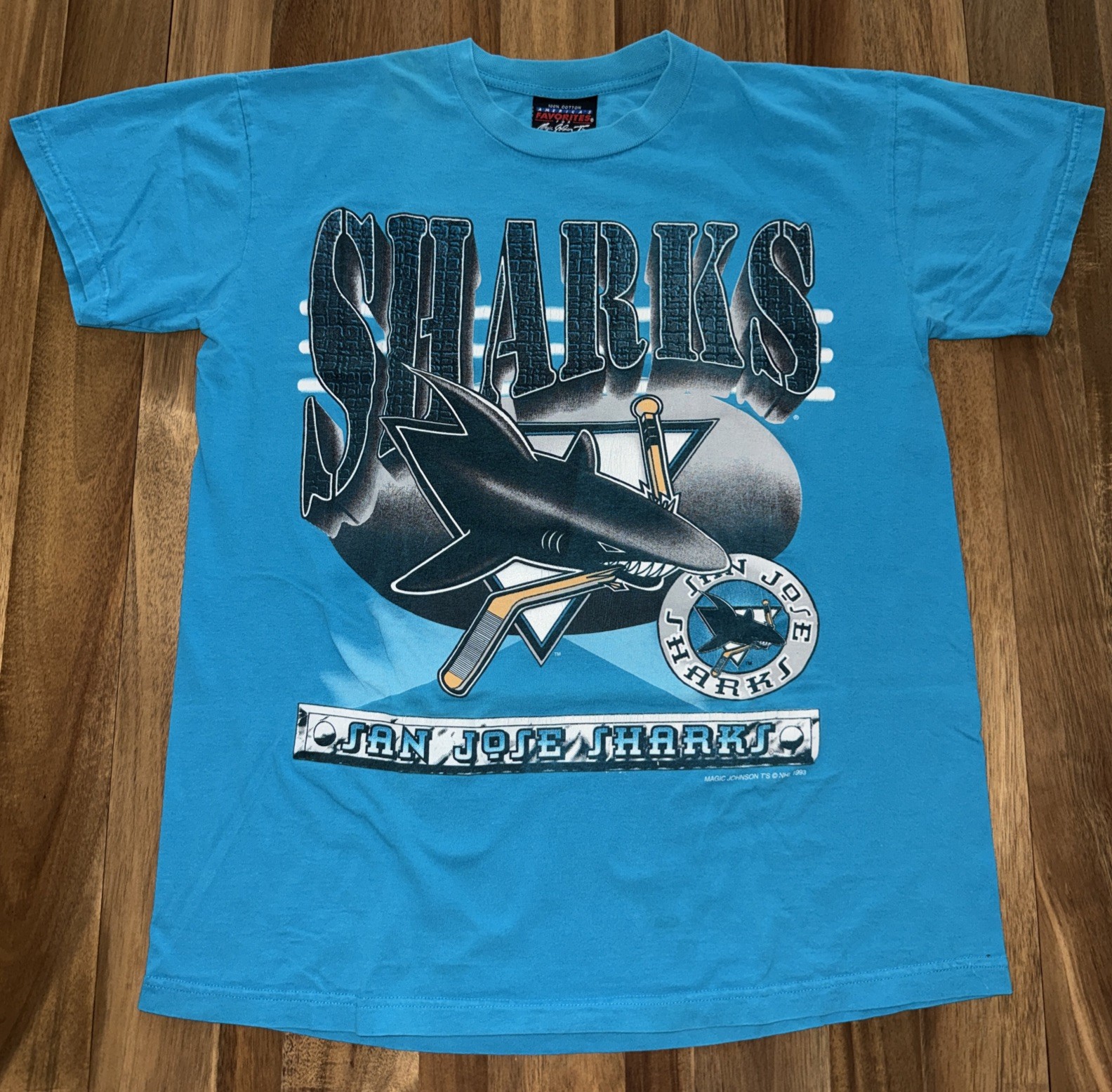 Vintage 90s San Jose Sharks Men’s L Magic Johnson T’s NHL Hockey T-Shirt