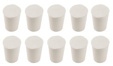 2 White Solid Rubber Stoppers 10 Pcs Tapered Lab Plugs 20mm x 15mm Dia