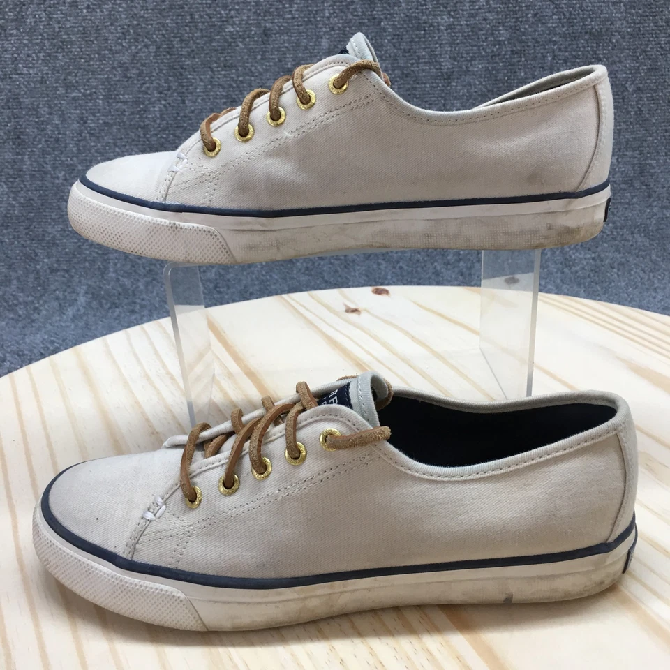 Sperry Top Sider Sneaker Womens 7.5M Cream Seacoast Round Toe Laced Up Casual - Image 4 of 4