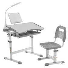 Kids Functional Desk and Chair Set, Ergonomic Height Adjustable Children Scho...