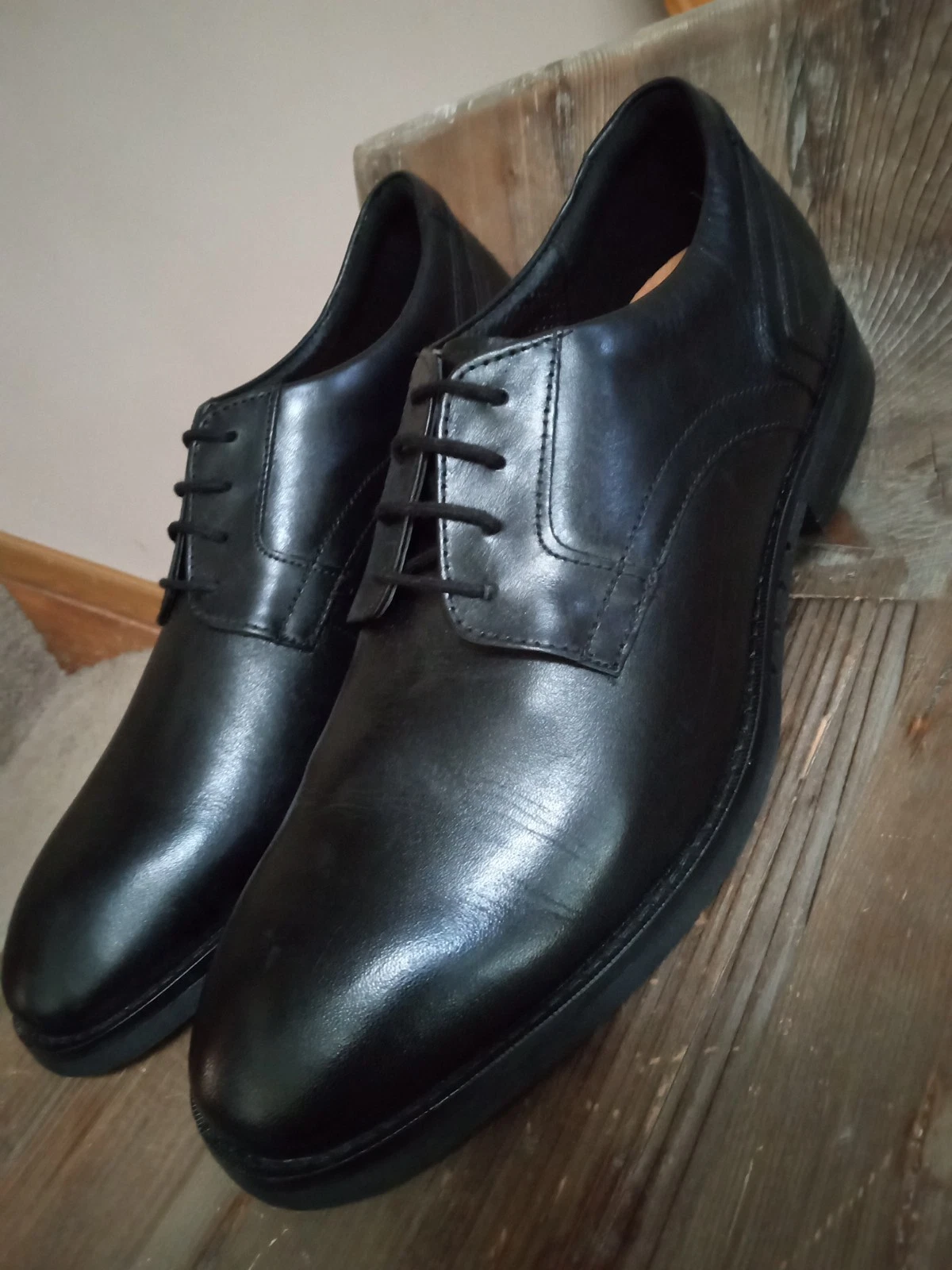 Scarpe eleganti Clarks uomo taglia 10 5 Un Hugh pizzo Oxford pelle nera NUOVE!