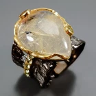 Handmade 14 ct Natural Rutilated Quartz Ring 925 Sterling Silver Size 7 /R472735