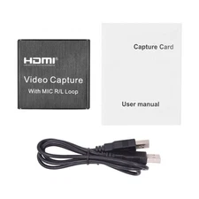 New Black Video Capture Card 4K Screen Record Game Streamer Device MIC