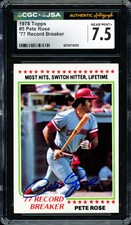 Pete Rose Signed 1978 Topps Card 5 Reds Card 7.5 CGC x JSA