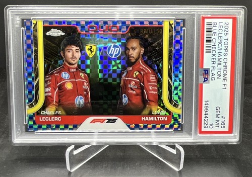 2025 Topps Chrome F1 Leclerc / Hamilton Duo Blue Checker 030/150 PSA 10 #165