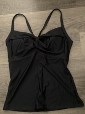 Athleta Size 34D/DD Black Twister Tankini Swimsuit Swim Top