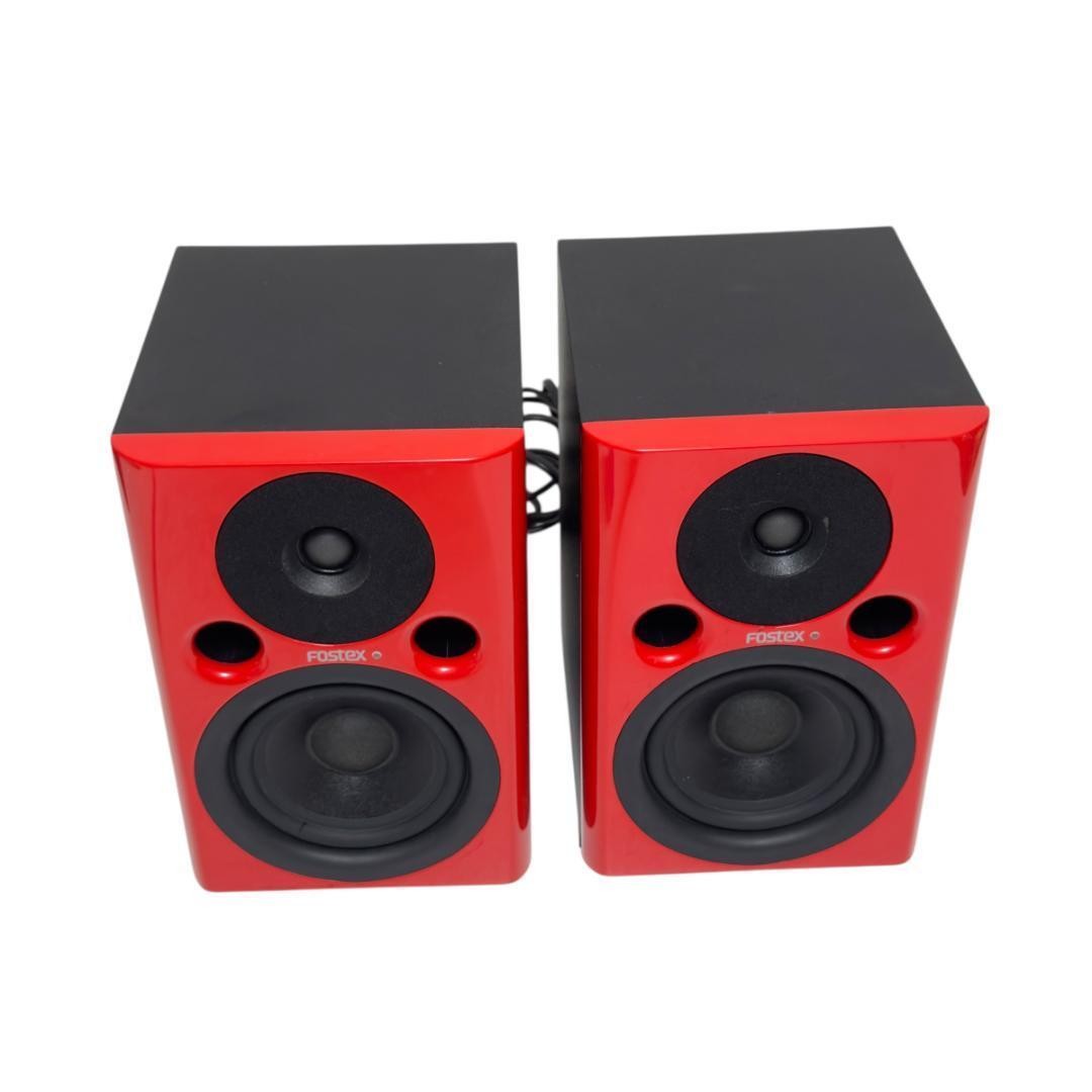 FOSTEX PM0.4n Red Powered Monitor Speaker Pair Tested Cleaned