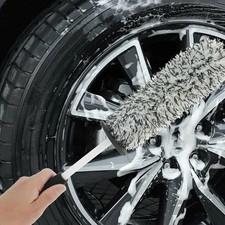 Car Wheel Cleaning Brush Plush Wash Brush Non Slip Handle For Rims Spokes Barrel