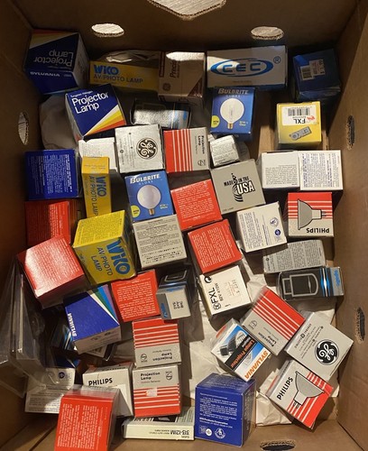 45 Projector & Other Light Bulbs Lot -Sylvania, GE, Phillips, Wiko, Eiko, Apollo
