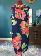 NWT Trina Turk L100603 Clemente Bow Back Floral Sheath Dress in Multi Size 16