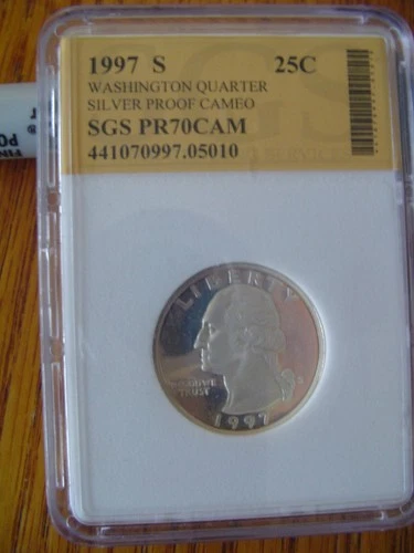 1997 S 25C Silver Washington Quarter Proof SGS PR70CAM