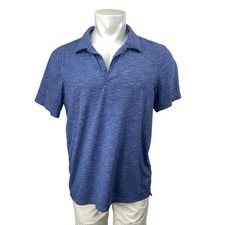 J.Crew Men's Blue Heathered Short Sleeve Golf Performance Polo Shirt Top Size L